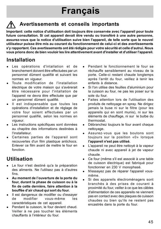 Mode d'emploi ZANUSSI ZOB865QAR