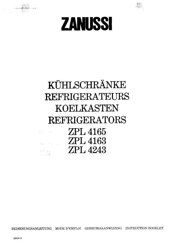 Mode d'emploi ZANUSSI ZPL4163