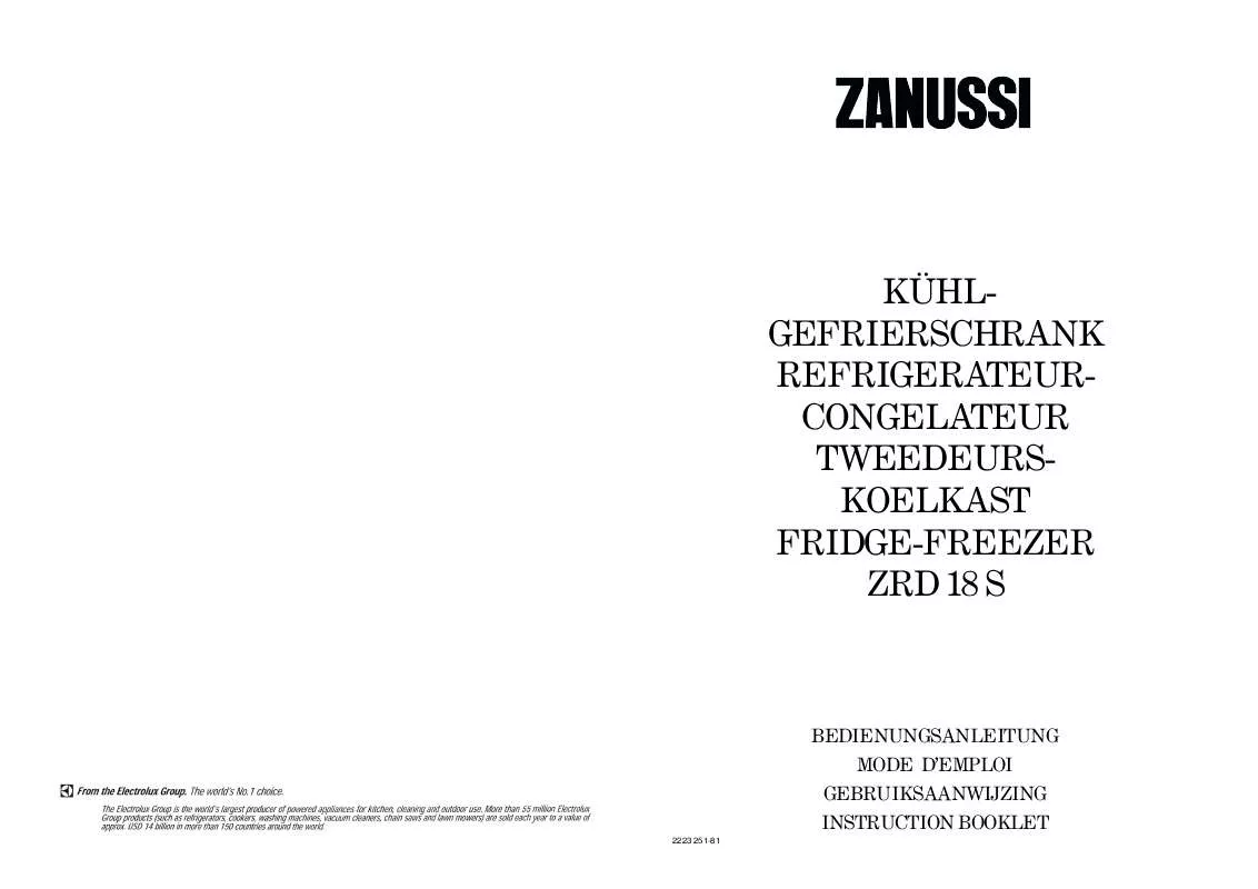 Mode d'emploi ZANUSSI ZRD18S