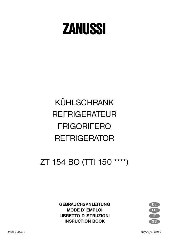 Mode d'emploi ZANUSSI ZT 154 BO