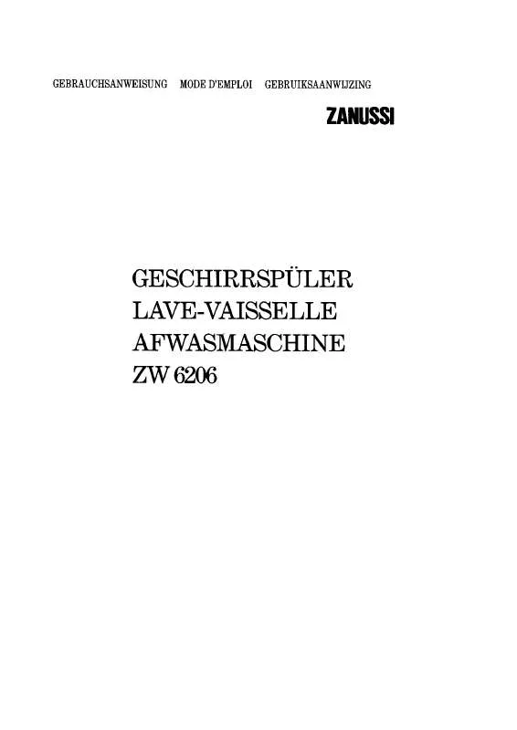 Mode d'emploi ZANUSSI ZW6206