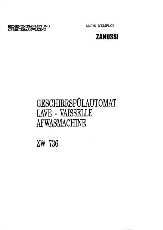 Mode d'emploi ZANUSSI ZW736