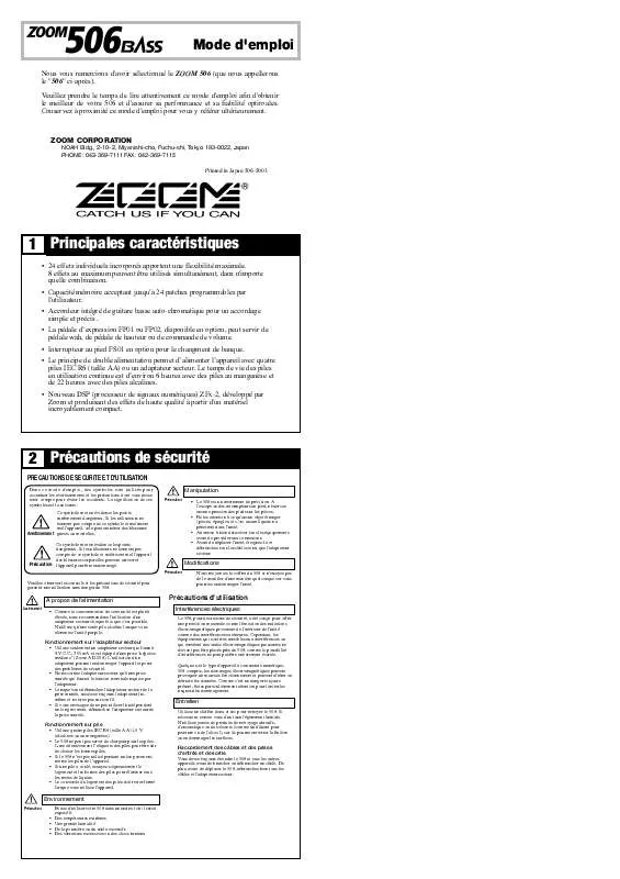 Mode d'emploi ZOOM 506