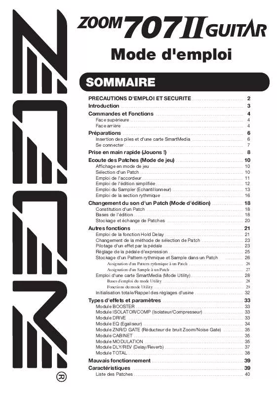 Mode d'emploi ZOOM 707II