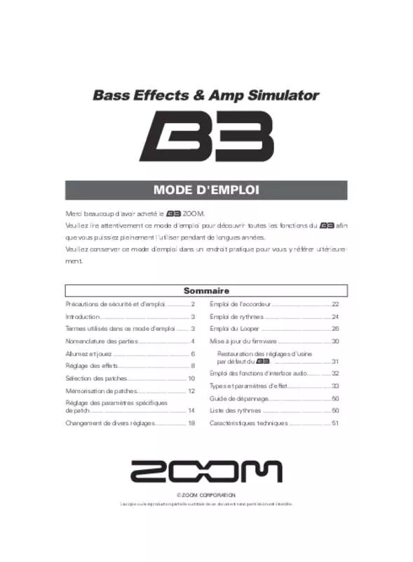 Mode d'emploi ZOOM B3