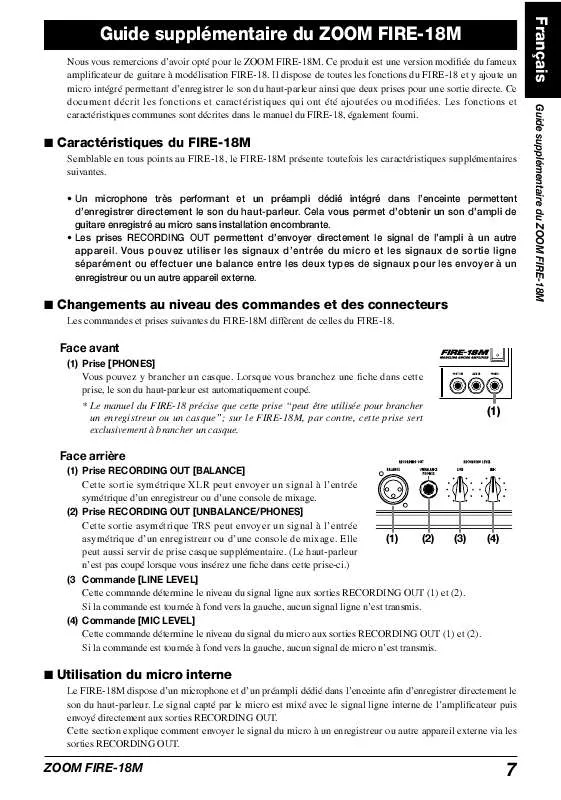 Mode d'emploi ZOOM FIRE-18M