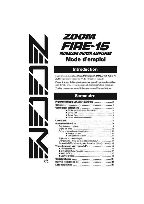 Mode d'emploi ZOOM FIRE15