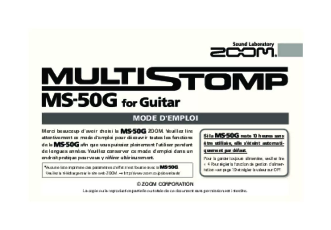 Mode d'emploi ZOOM MS-50G