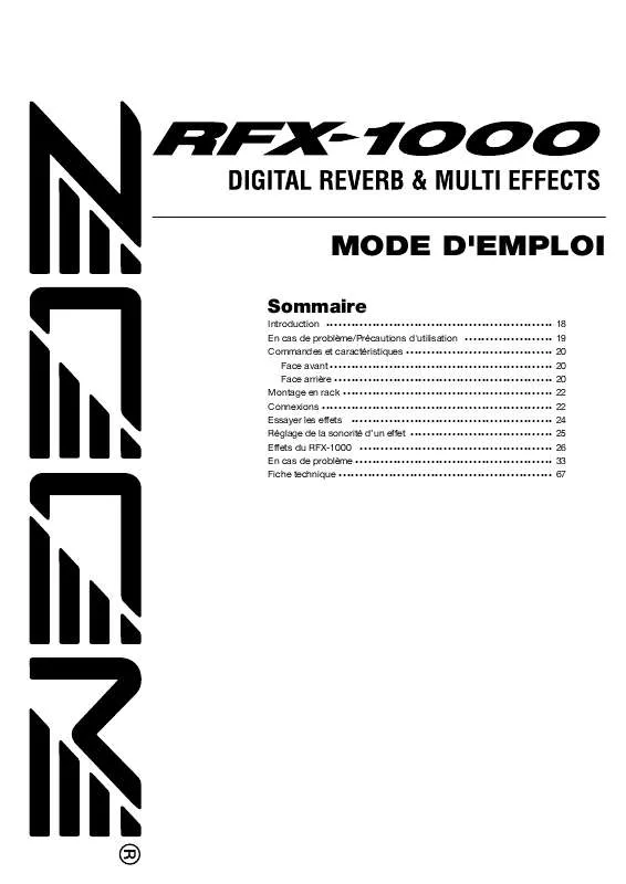 Mode d'emploi ZOOM RFX-1000