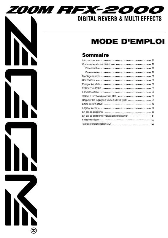 Mode d'emploi ZOOM RFX-2000