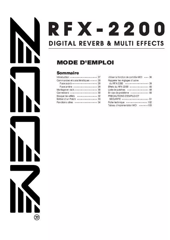 Mode d'emploi ZOOM RFX-2200