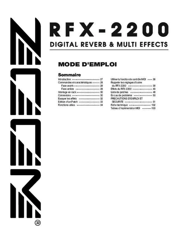 Mode d'emploi ZOOM RFX2200